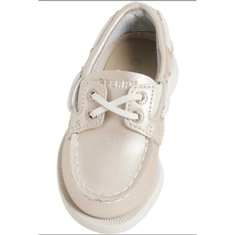 Sperry Toddler Boat Shoes Size 7M Girls/Unisex Champagne New In Box MSRP $55
